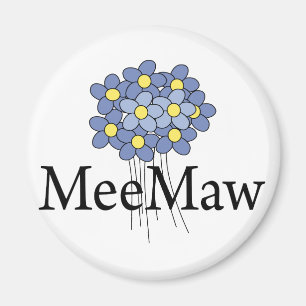 Hübsches blaues Blumen-MeMaw-T-Shirt Magnet