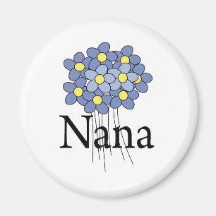 Hübsches blaues Blumen-Nana-T-Shirt Magnet