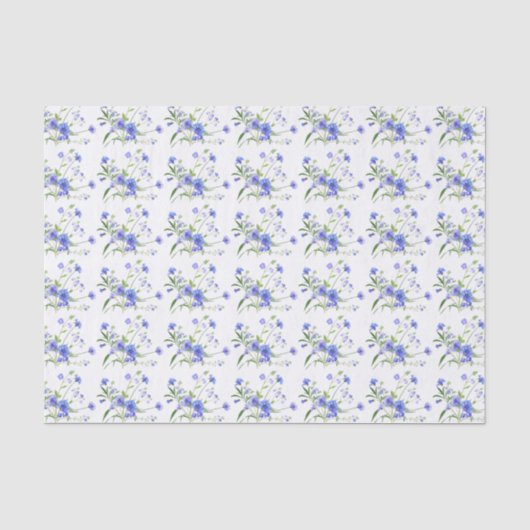 Hübsches blaues Blumenmuster Seidenpapier (Vorderseite)
