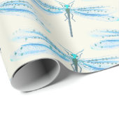 Hübsches blaues Damselfly-Muster für antike Fahrze Geschenkpapier (Rolleneckpunkt)