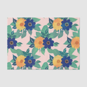 Hübsches Blaues Gelb-Blütenblatt mit rosa Blattwer Seidenpapier