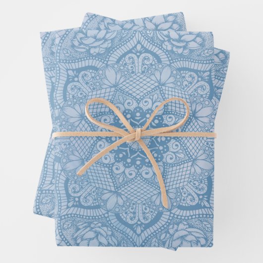 Hübsches Blaues Heiliges Lotus Blume Blossom Manda Geschenkpapier Set (Beispiel)