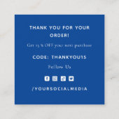 Hübsches blaues Herz Romantischer Dank Valentinsta Quadratische Visitenkarte (Rückseite)