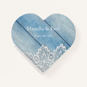 Hübsches blaues Holzherz Notizblock (Vorderseite)