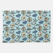 Hübsches blaues Muschelstarfish-Seemuster Küchentuch (Horizontal)