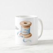 Hübsches blaues Nähgarn Kaffeetasse (VorderseiteRechts)