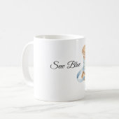Hübsches blaues Nähgarn Kaffeetasse (Vorderseite Links)