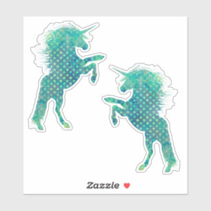 Hübsches blaues Pünktchen-Einhorn Aufkleber