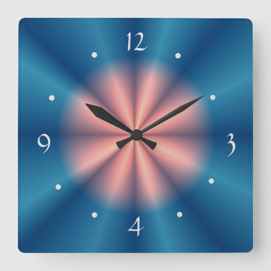 Hübsches blaues Rosa Lüfterdesign>Wall-Uhr Quadratische Wanduhr (Vorderseite)