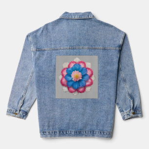 Hübsches blaues, rosa und weißes florales Zentrum  Jeansjacke
