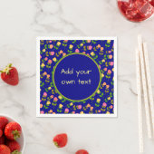 Hübsches blaues Rosenmuster mit individuellem Text Serviette (Beispiel)