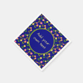 Hübsches blaues Rosenmuster mit individuellem Text Serviette (Ecke)