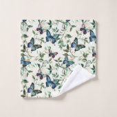 Hübsches blaues SchmetterlingsBrautparty Badhandtuch Set (Waschlappen)