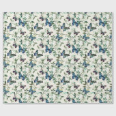 Hübsches blaues SchmetterlingsBrautparty Geschenkpapier (Flach)