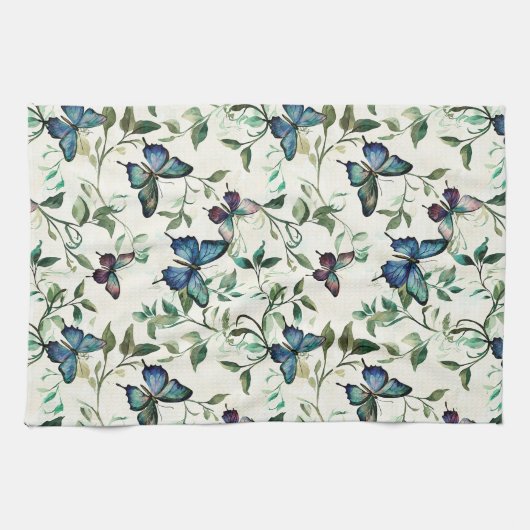 Hübsches blaues SchmetterlingsBrautparty Geschirrtuch (Horizontal)
