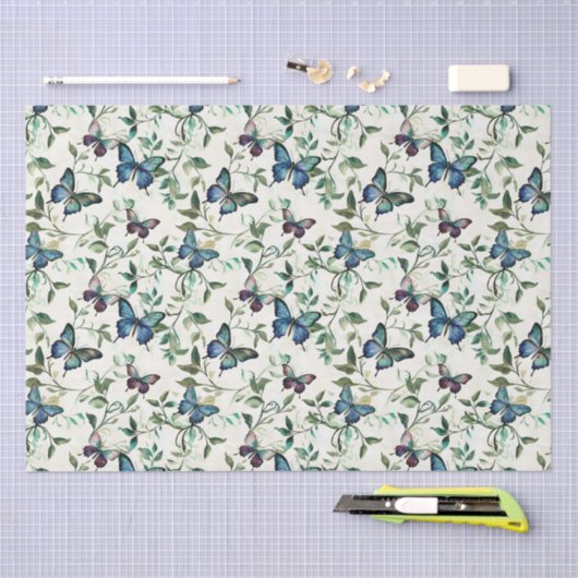 Hübsches blaues SchmetterlingsBrautparty Seidenpapier (Handwerk)