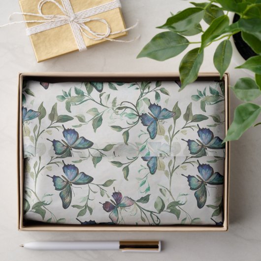 Hübsches blaues SchmetterlingsBrautparty Seidenpapier (Geschenk)