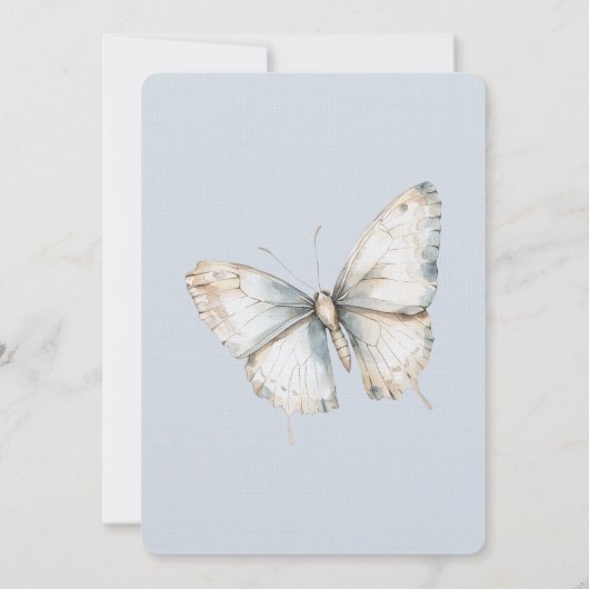 Hübsches blaues Schmetterlingsflora-Brautparty Einladung (Rückseite)
