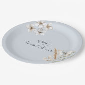 Hübsches blaues Schmetterlingsflora-Brautparty Pappteller (Schrägansicht)