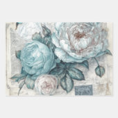 Hübsches blaues Shabby Chic Geschenkpapier Set (Vorderseite)