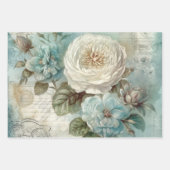 Hübsches blaues Shabby Chic Geschenkpapier Set (Vorderseite 3)