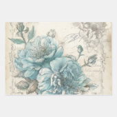 Hübsches blaues Shabby Chic Geschenkpapier Set (Vorderseite)