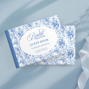 Hübsches blaues Toile Rosen Brautparty-Gästebuch Gästebuch