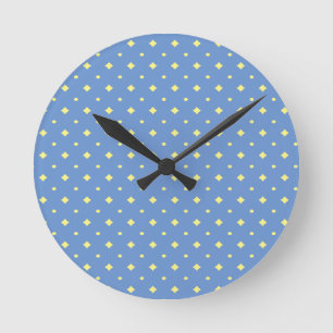 Hübsches blaues und weiches gelbes Muster, Land, e Runde Wanduhr