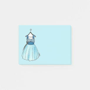 Hübsches blaues Vintage-Abschlussballkleid Mode Po Post-it Klebezettel