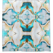 Hübsches blaues, weißes Marmordesign Duschvorhang (Vorderseite)