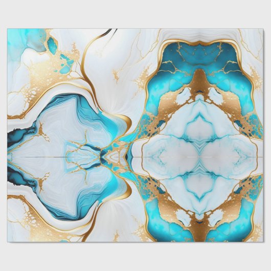 Hübsches blaues, weißes Marmordesign Geschenkpapier (Flach)