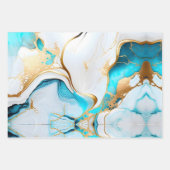 Hübsches blaues, weißes Marmordesign Geschenkpapier Set (Vorderseite)