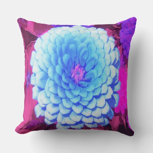 Hübsches blaues Zinnia im Lila Sommergarten Kissen (Vorderseite)
