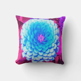 Hübsches blaues Zinnia im Lila Sommergarten Kissen