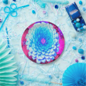 Hübsches blaues Zinnia im Lila Sommergarten Pappteller (Party)