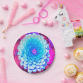 Hübsches blaues Zinnia im Lila Sommergarten Pappteller (Party)