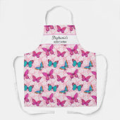 Hübsches blaurosa Schmetterling Blumenmuster Custo Schürze (Vorderseite)