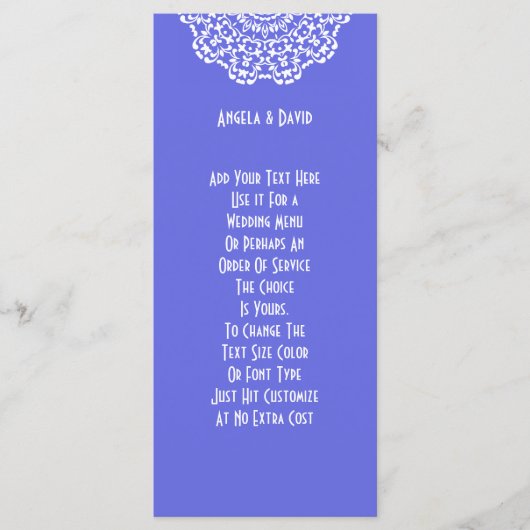 Hübsches blauweißes Lacy-Muster Programm (Vorderseite)