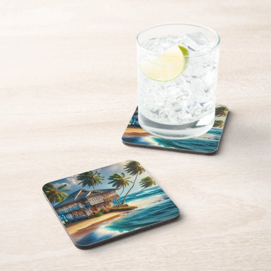 Hübsches Blockhaus Getränkeuntersetzer (Rechte Seite)