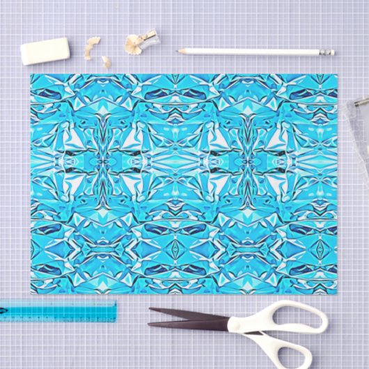 Hübsches Blue Abstrakte Art Extravagant Seidenpapier (Handwerk)