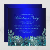 Hübsches Blue Bauble & Bow Weihnachtsfest Party la Einladung (Vorne/Hinten)