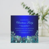 Hübsches Blue Bauble & Bow Weihnachtsfest Party la Einladung (Stehend Vorderseite)