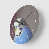 Hübsches Blue Budgie Foto Runde Wanduhr (Winkel)