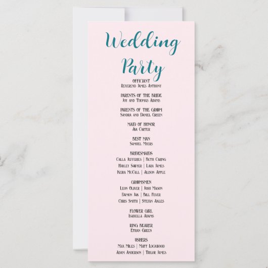 Hübsches Blue Butterfly Pink Hochzeitsprogramm (Rückseite)