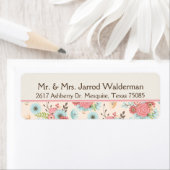 Hübsches Blue-Coral-Floral-Rücksendezeichen (Insitu)