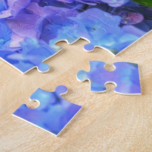 Hübsches Blue Hydrangea Blumengarten Puzzle (Seite)