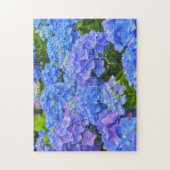 Hübsches Blue Hydrangea Blumengarten Puzzle (Vertikal)