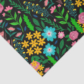 Hübsches Blue Pink Garden Blume Schwarzes Design Seidenpapier (Ausschnitt)