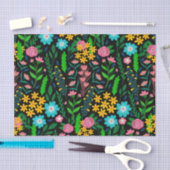 Hübsches Blue Pink Garden Blume Schwarzes Design Seidenpapier (Handwerk)