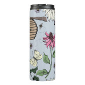 Hübsches Blue Queen Bee & Gold Crown Floral Monogr Thermosbecher (Rückseite)